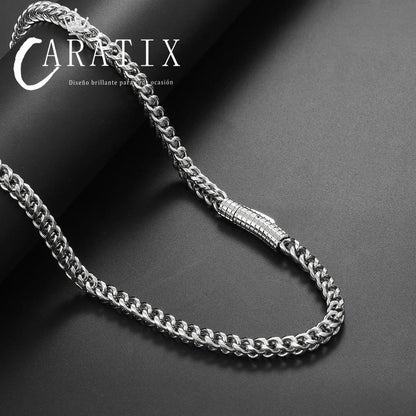CARÁTIX - Hip Hop Stainless Steel PVD Plated Franco Chain 6MM Polishing Clasp Necklace Stainless Steel  Bracelet Women Mens Jewelry Valentine's Day Gift for Men & Girls & Boys Mothers' Day Gift #Springtok