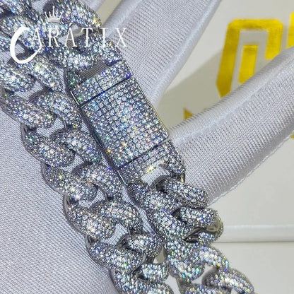 CARÁTIX - 14mm  Miami Cuban Chunky Link Chain Box Clasp Bling Cubic Zirconia Necklace for Her chain with large link Valentine's Day Gift for Men & Girls & Boys Mothers' Day Gift #Springtok