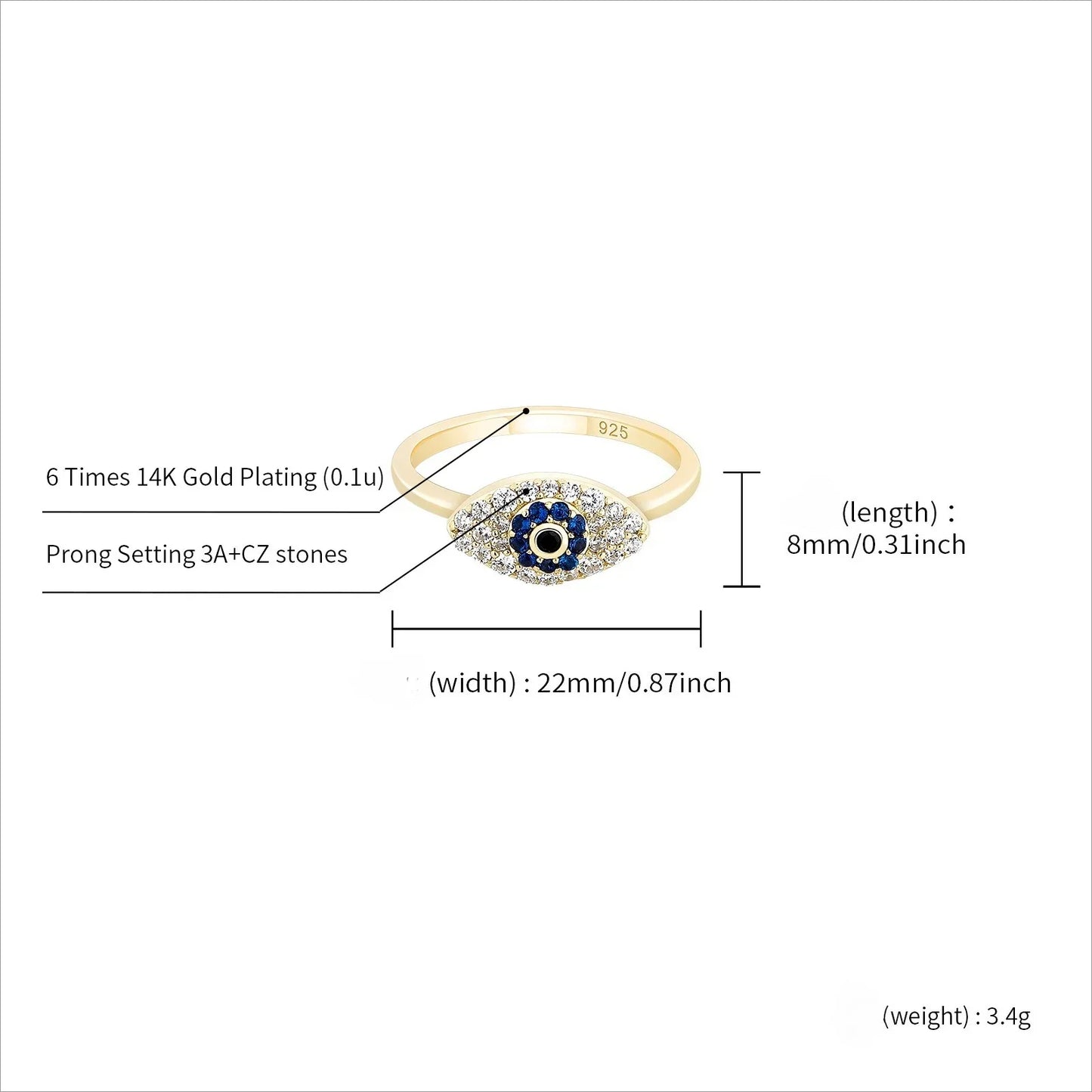 S925 Sterling Silver All-Seeing Eye Ring | Iced Out Hip Hop Band | Caratix