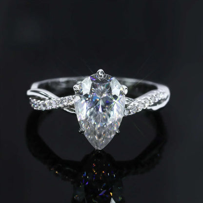 3ct Teardrop Moissanite Ring | S925 Silver Luxury Women’s Engagement Jewelry - CaratixJewelry