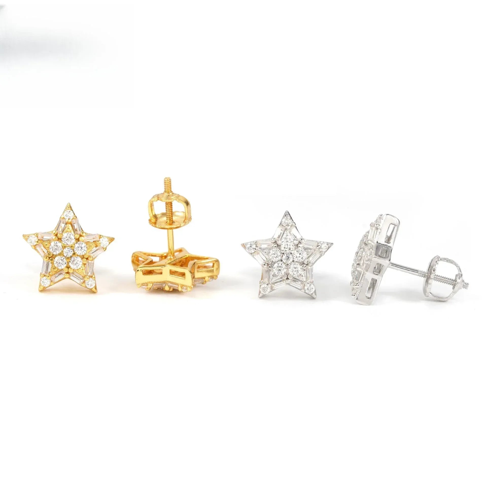 Creative Star Shape 925 Silver Moissanite Hip Hop Stud Earrings - CaratixJewelry
