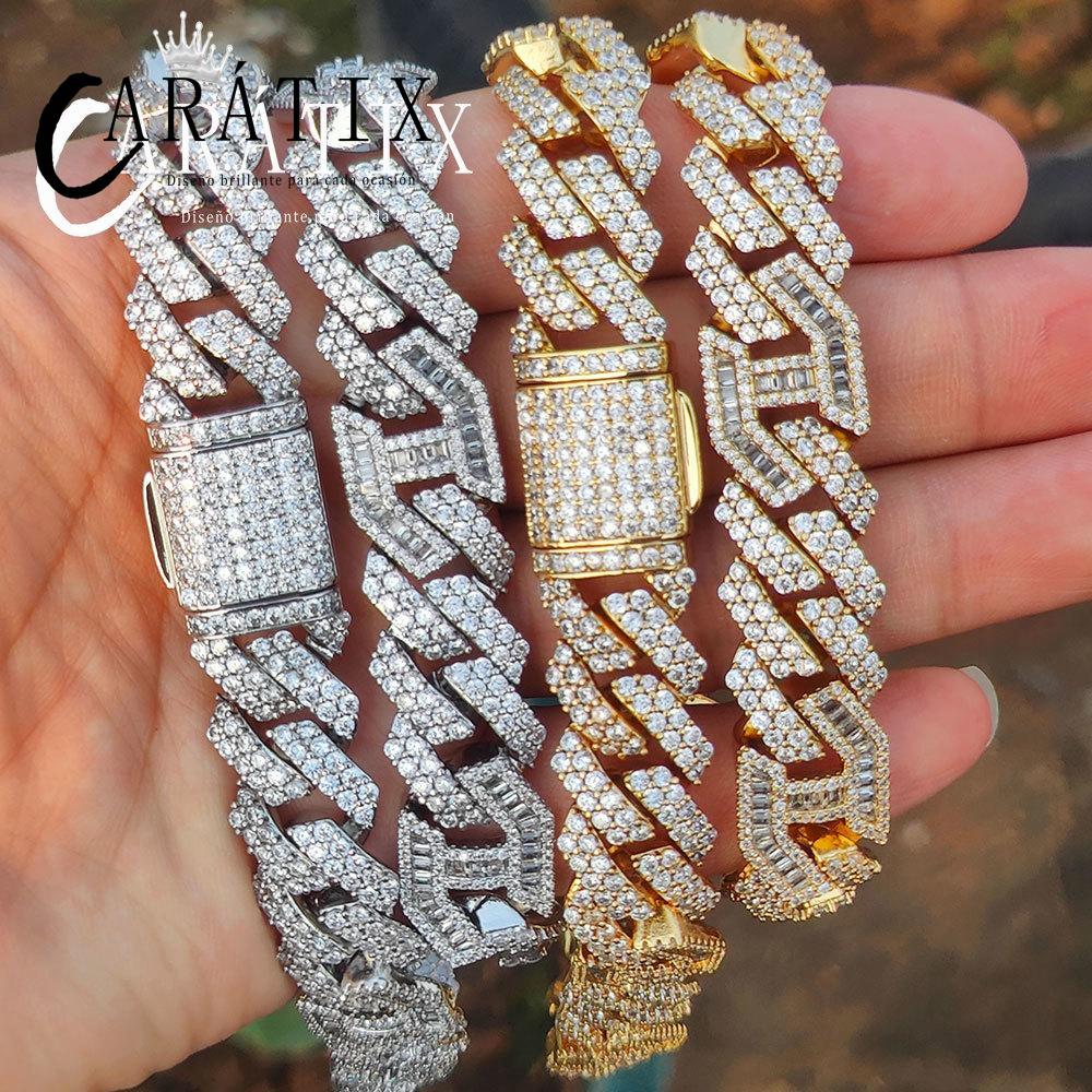 CARÁTIX Chunky Rhombus Cuban Link Chain Necklace – Micro Pave Iced Out Zircon Pig Nose Hip Hop Jewelry for Men & Women | Gift