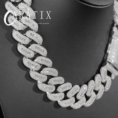 CARÁTIX 29mm Rectangle CZ Cuban Chain | Bling Zircon Hip Hop Necklace for Men
