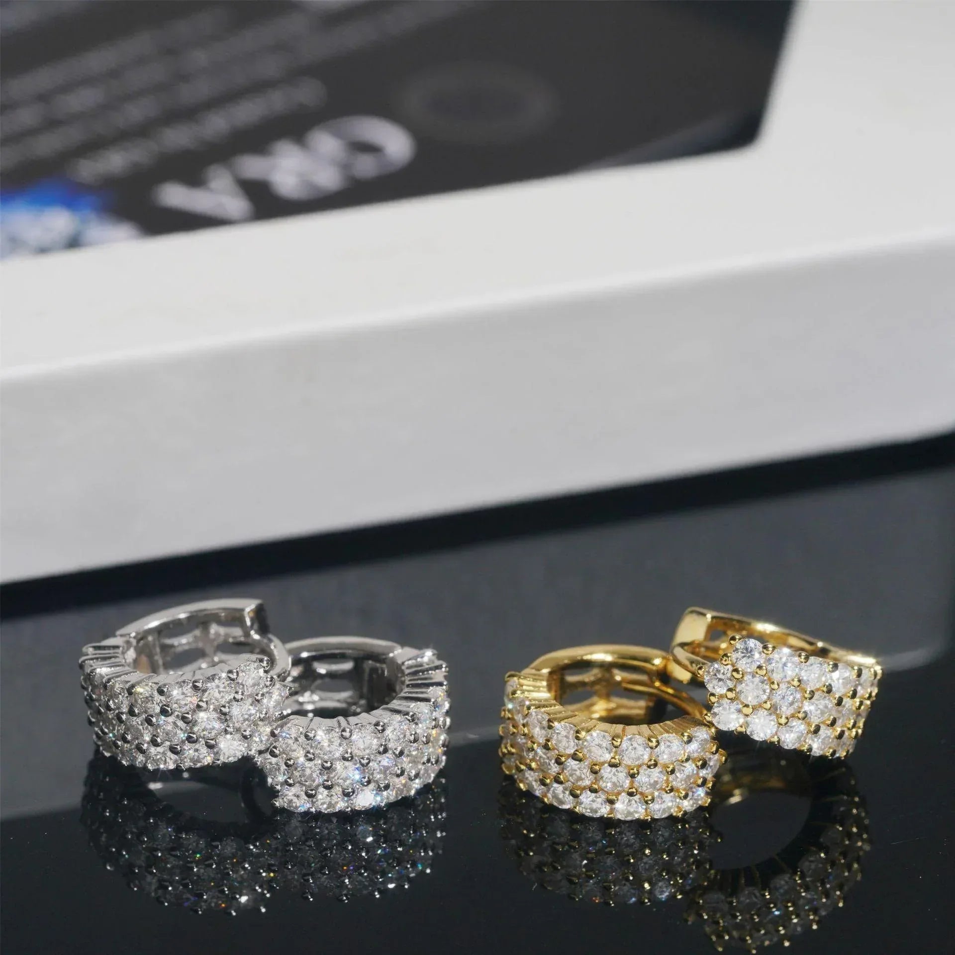 S925 Silver Round Moissanite Hoop Stud Earrings Hip Hop Style - CaratixJewelry