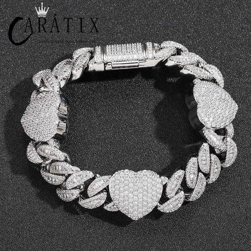 CARÁTIX Hearts Cuban Chain | 5A+ CZ Iced Out Hip Hop Necklace for Men
