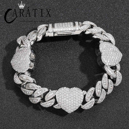 CARÁTIX Hearts Cuban Chain | 5A+ CZ Iced Out Hip Hop Necklace for Men