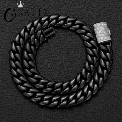 CARÁTIX Letter Cuban Link Chain Necklace – Gold/Silver Zircon Chunky Hip Hop Jewelry for Men | Multi-Size Punk Style Gift