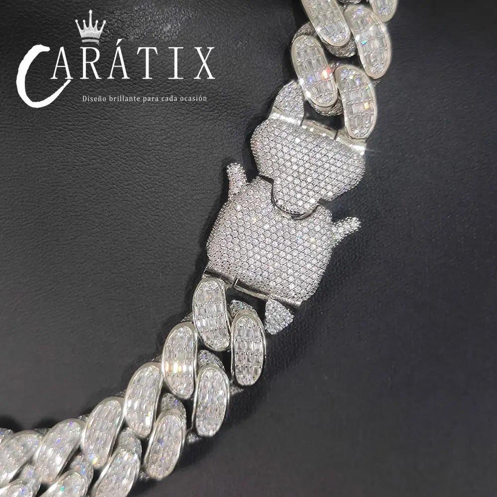 CARÁTIX 18MM 3-Row Cuban Chain Necklace – Thick CZ Prong Hip Hop Choker for Men & Women