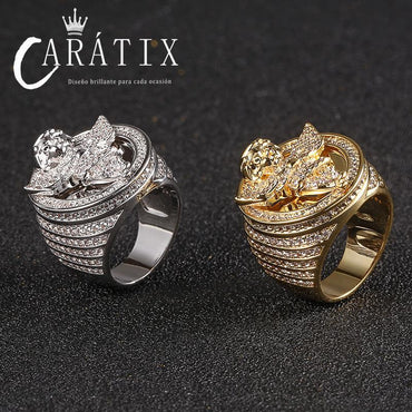 CARÁTIX Angel Avatar Ring | Micro-Inlaid Zircon Hip Hop Jewelry for Men