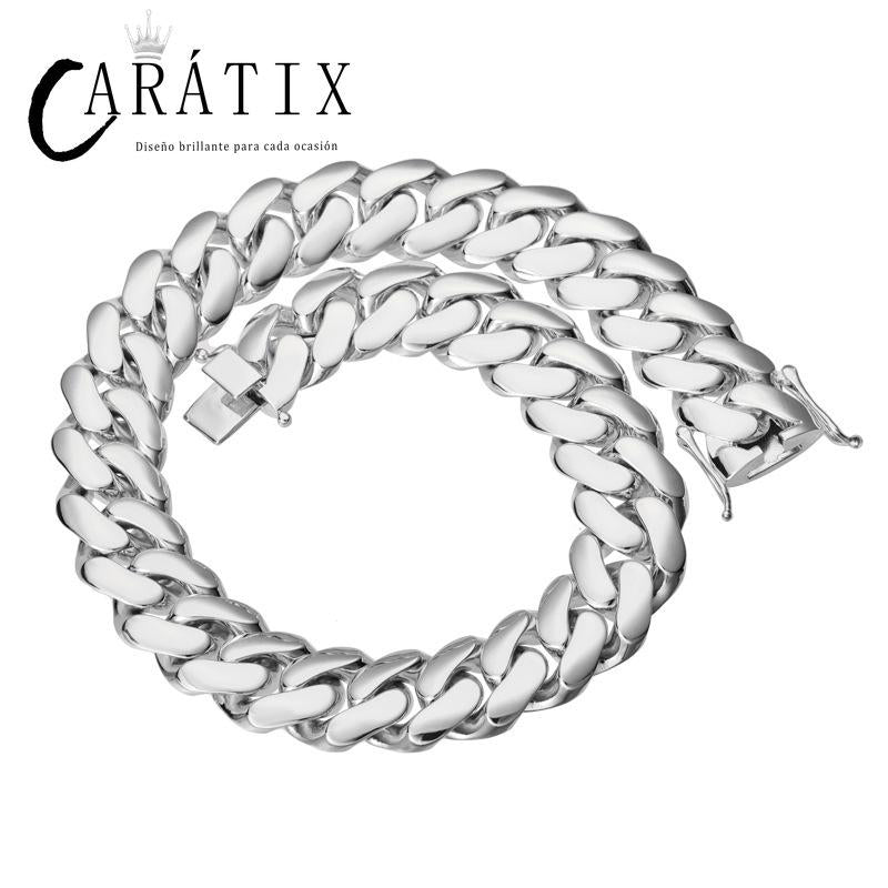 CARÁTIX – 25mm Rhombus Cuban Link Chain Necklace | Hip Hop Iced Out Jewelry for Men & Women
