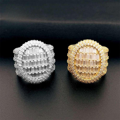 D-Color VVS Step-Cut Moissanite Ring | S925 Silver Unisex Iced Out Hip Hop Jewelry - CaratixJewelry