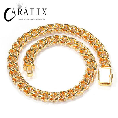 CARÁTIX 12mm 3-Row Cuban Chain | CZ Iced Out Hip Hop Necklace for Men