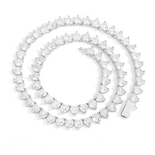 CARÁTIX - 6mm Heart Shape   Tennis Chain  Bling Necklace For Women Gift Fashion Jewelry A token of love Valentine's Day Gift for Men & Girls & Boys Mothers' Day Gift #Springtok