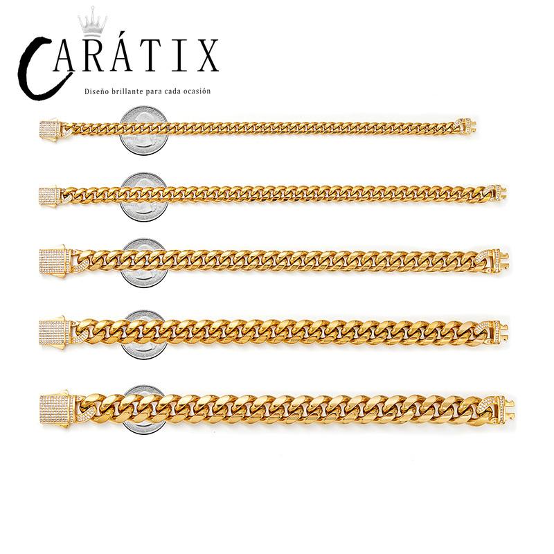 CARÁTIX 6–14mm Stainless Steel Cuban Chain | CZ Zircon Heavy Hip Hop Necklace for Men