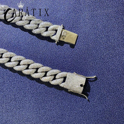 CARÁTIX 15mm Iced Out Cuban Link Chain Necklace – AAA CZ Round Curb Hip Hop Bling Jewelry for Men | Rapper Choker Gift