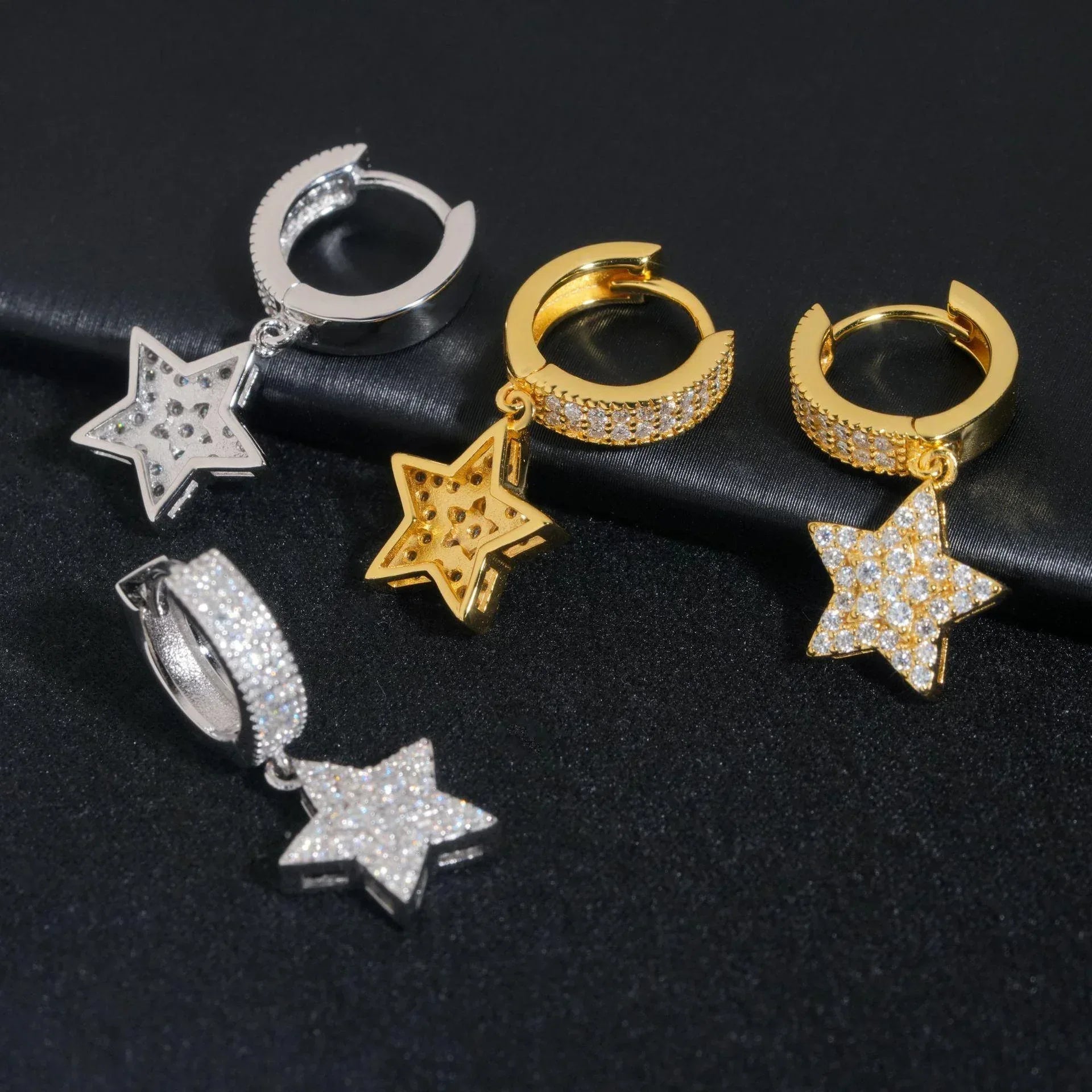 Trendy Hip Hop Star Shape Earrings for Men European Casual - CaratixJewelry