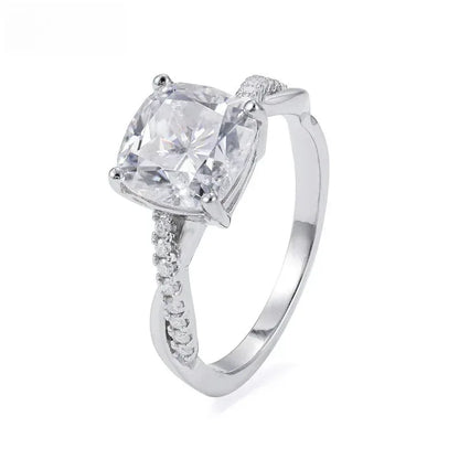 3ct Cushion-Cut Moissanite Engagement Ring | S925 Silver Luxury Women’s Bridal Jewelry - CaratixJewelry