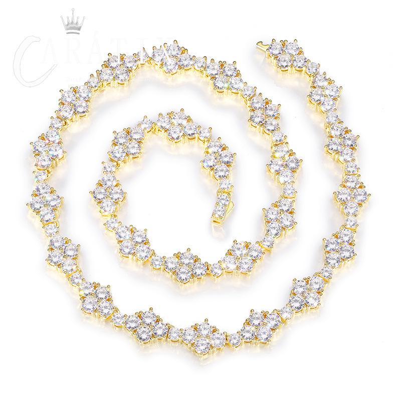 CARÁTIX - 12mm wide Hip Hop 5A+ CZ Stone Bling Iced Out Flower Tennis Link Chain Necklaces for Men Women Rapper Jewelry  Valentine's Day Gift for Men & Girls & Boys Mothers' Day Gift #Springtok