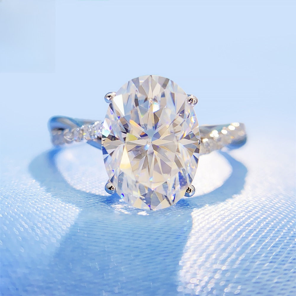 2026 Summer New S925 Silver 3ct Oval Moissanite Ring | 3 Carat D VVS1 Solitaire | Caratix