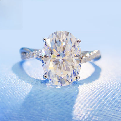 2026 Summer New S925 Silver 3ct Oval Moissanite Ring | 3 Carat D VVS1 Solitaire | Caratix