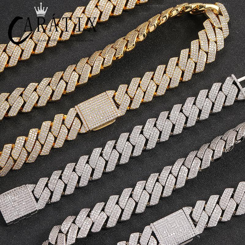 CARÁTIX 20mm 3-Row Rhombus Cuban Chain | CZ Iced Out Hip Hop Necklace for Men (7"–24")