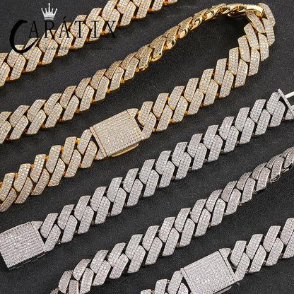 CARÁTIX 20mm 3-Row Rhombus Cuban Chain | CZ Iced Out Hip Hop Necklace for Men (7"–24")