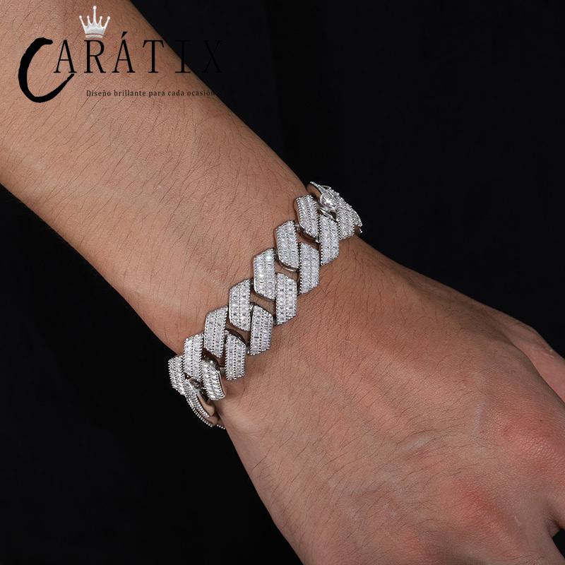 CARÁTIX 20mm Iced Out Cuban Link Chain Necklace – 3A CZ Rhombus Hip Hop Bling Jewelry for Men | Solid Rapper Gift