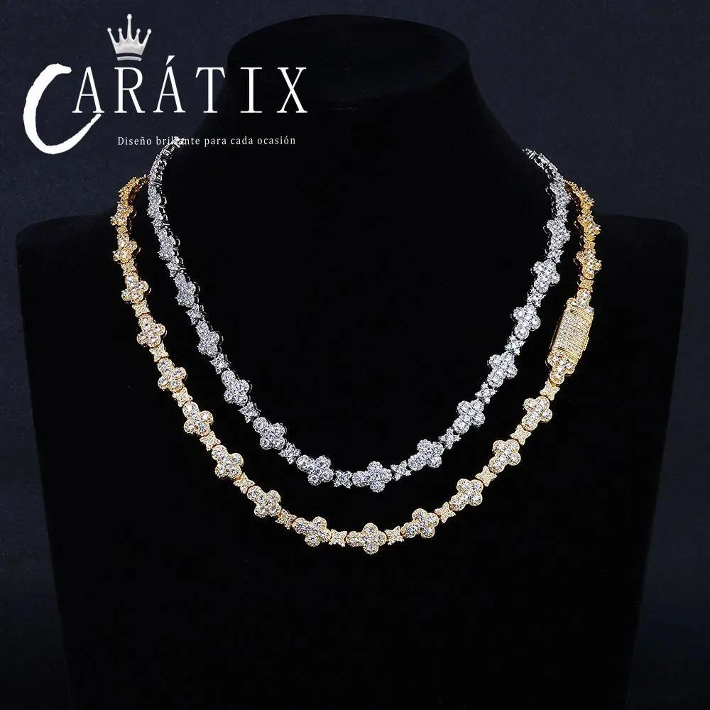 CARÁTIX Brass Zircon Cross Necklace – Iced Out CZ Bling Chain Jewelry for Women | Hip Hop Fashion Gift