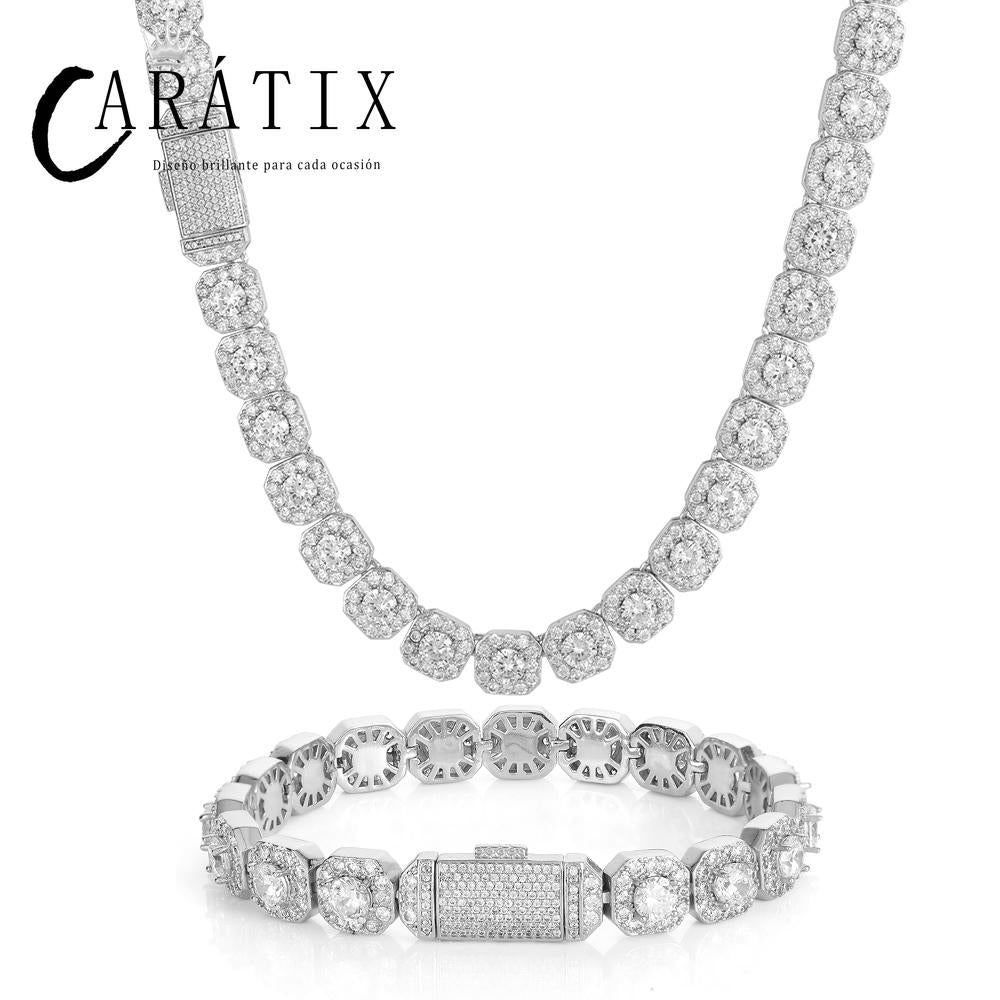 CARÁTIX - 10mm  Clustered Tennis Chain Necklace  Cubic Zircon Choker Necklaces Valentine's Day Gift for Men & Girls & Boys Mothers' Day Gift #Springtok