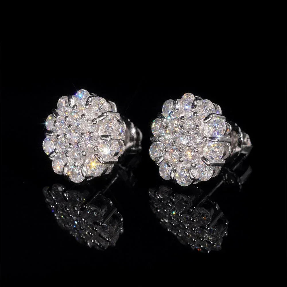 925 Silver Flower Shape Moissanite Stud Earrings - CaratixJewelry