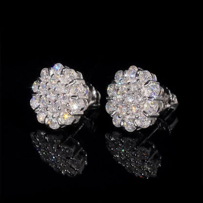 925 Silver Flower Shape Moissanite Stud Earrings - CaratixJewelry