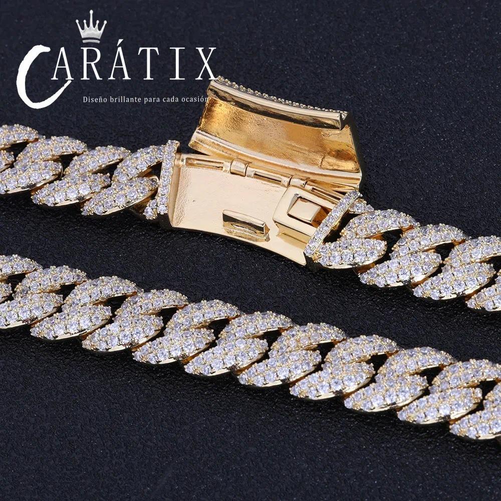 CARÁTIX 13MM 2-Row Cuban Chain Necklace – Hip Hop CZ Bubble Jewelry for Men & Women