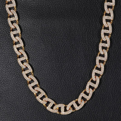 CARÁTIX 13mm Geometric Box Lock Chain | 5A+ CZ Iced Out Hip Hop Cuban Necklace for Men - CaratixJewelry