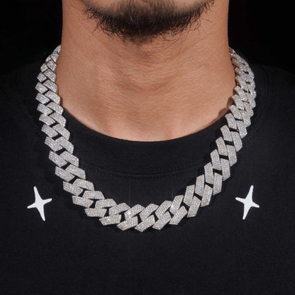 18mm Iced-Out Moissanite Cuban Link Chain – S925 Sterling Silver Hip Hop Streetwear Necklace - CaratixJewelry