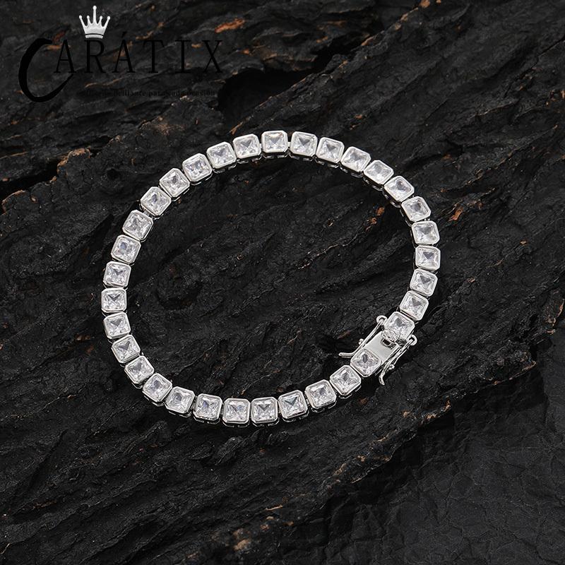 CARÁTIX 4x4mm Square CZ Tennis Chain Necklace – Iced Out Hip Hop Bling Choker for Men & Women | Zircon Cuban Link Jewelry Gift