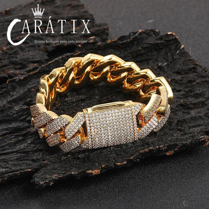 CARÁTIX – 20mm 3-Row Thick Cuban Link Chain Necklace | Bling Hip Hop Jewelry for Men