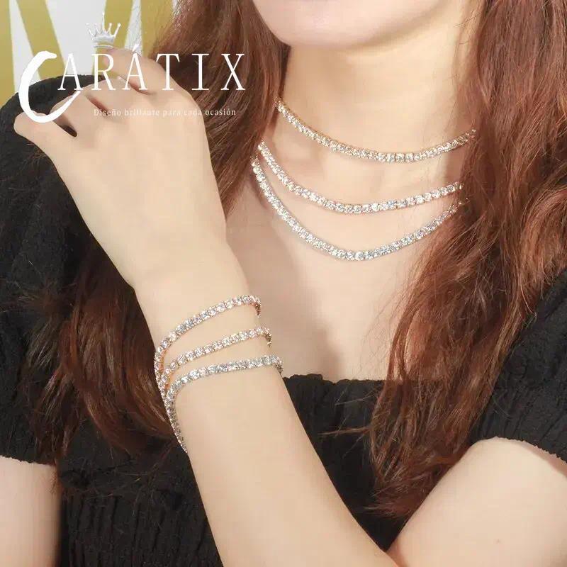 CARÁTIX - 1/8/K golden  Chain Jewelry Tennis Choker Necklace Mens Cubic Zirconia Tennis Chain For Women Luxury Jewelry Valentine's Day Gift for Men & Girls & Boys Mothers' Day Gift #Springtok