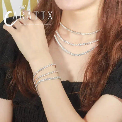 CARÁTIX - 1/8/K golden  Chain Jewelry Tennis Choker Necklace Mens Cubic Zirconia Tennis Chain For Women Luxury Jewelry Valentine's Day Gift for Men & Girls & Boys Mothers' Day Gift #Springtok