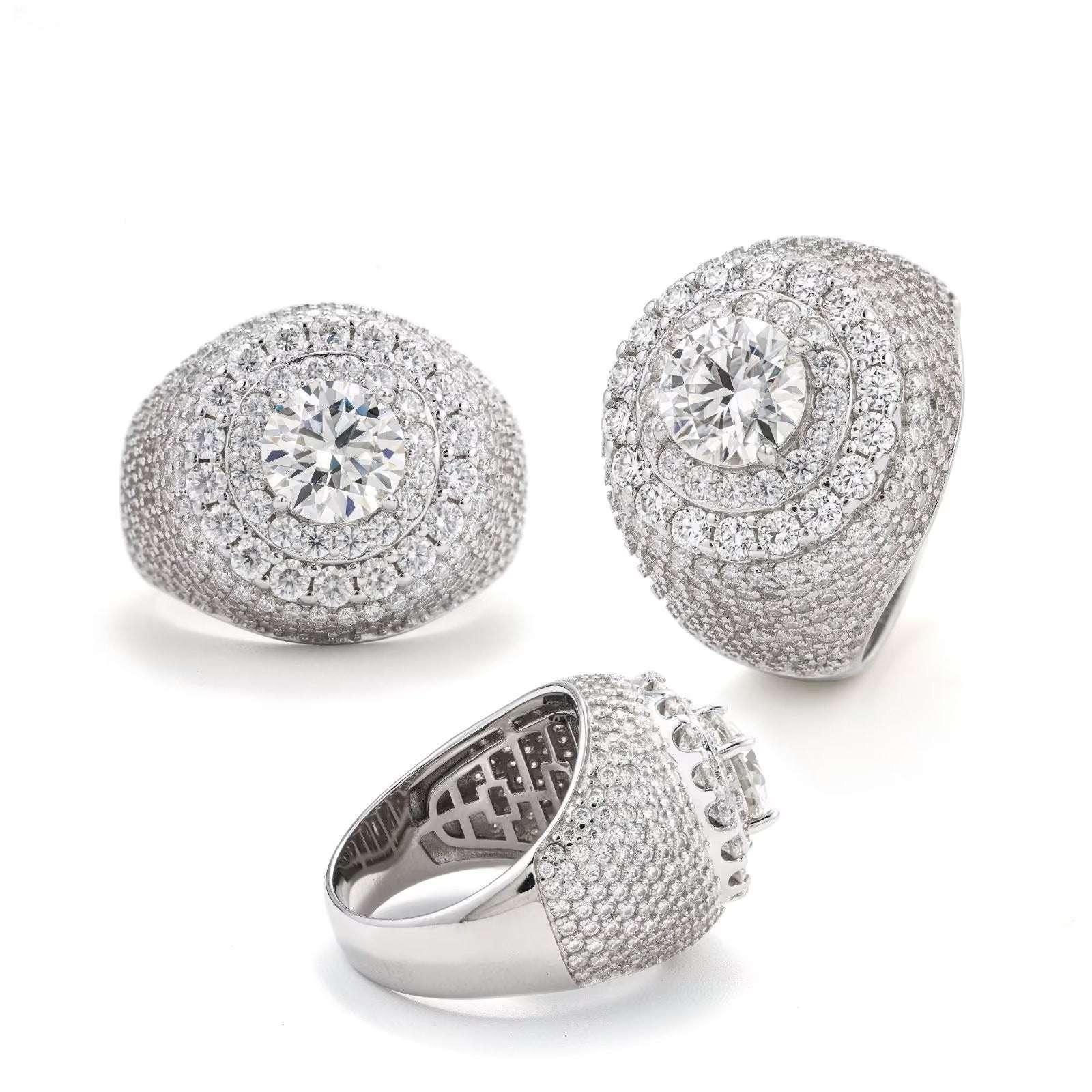 8mm Moissanite Men’s Ring | S925 Silver Full Iced Out Hip Hop Jewelry - CaratixJewelry