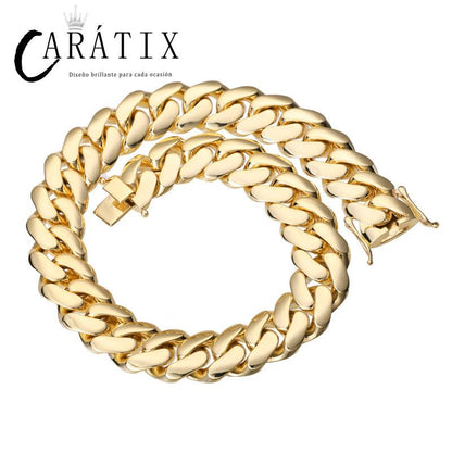 CARÁTIX – 25mm Rhombus Cuban Link Chain Necklace | Hip Hop Iced Out Jewelry for Men & Women