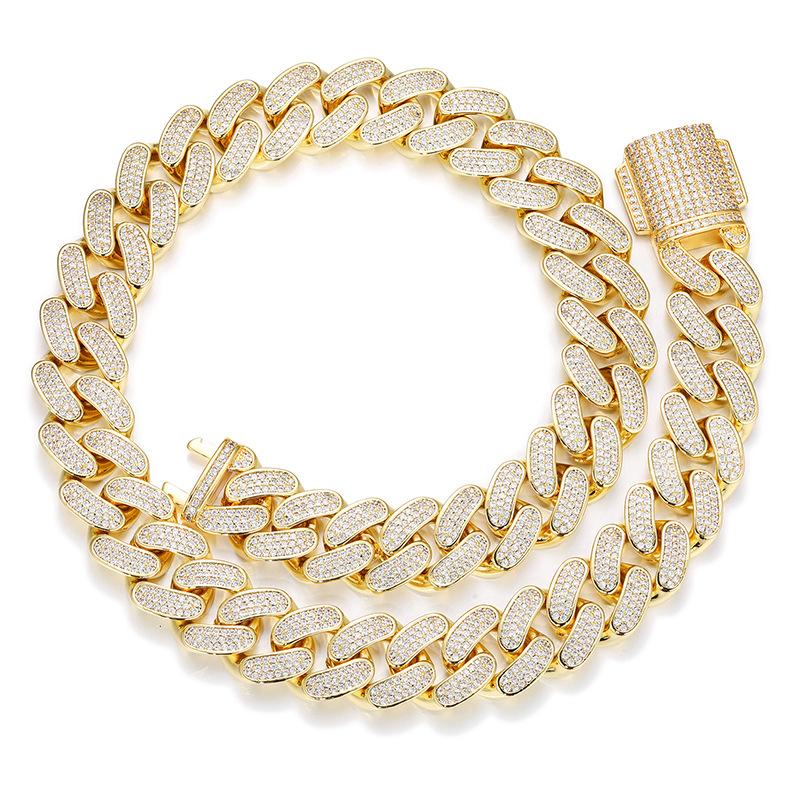 CARÁTIX 18mm Iced Out Cuban Link Chain Necklace – 3 Row CZ Heavy Round Hip Hop Bling Jewelry for Men | Rapper Gift