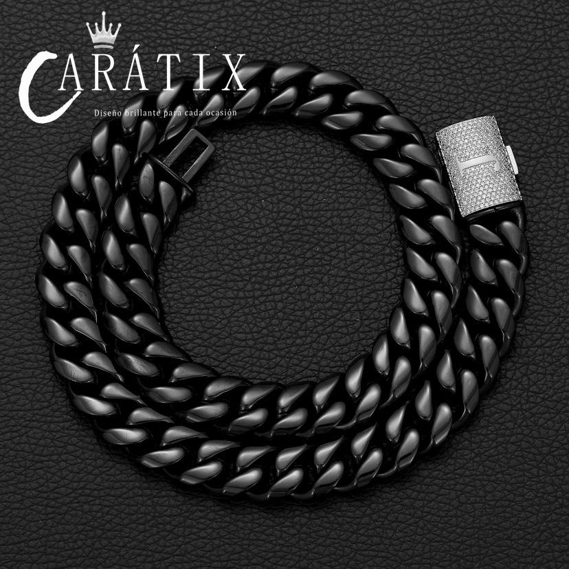 CARÁTIX Silver Letter Cuban Link Chain Necklace – Zircon Chunky Hip Hop Jewelry for Men | Punk Style Fashion Gift