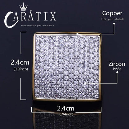 Caratix-Hip Hop Curved Large Square Lee Ring Real Electroplating Fashion Personality Hipster Ring High Quality Hip Hop Ring