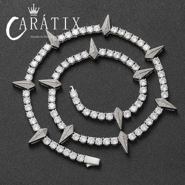 CARÁTIX - Black Panther Necklace 5mm Cubic Zircon Tennis Chain Rivet Wolf Tooth Charm Fashion Jewelry Gift for Mens Valentine's Day Gift for Men & Girls & Boys Mothers' Day Gift #Springtok