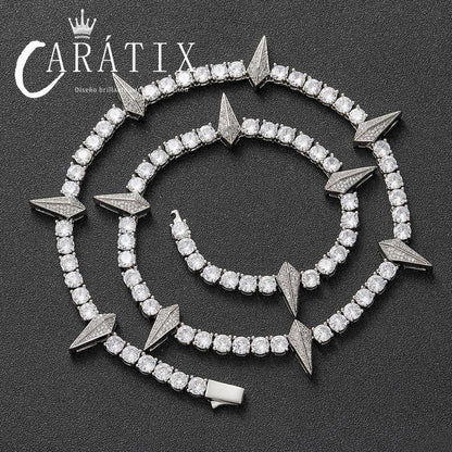 CARÁTIX - Black Panther Necklace 5mm Cubic Zircon Tennis Chain Rivet Wolf Tooth Charm Fashion Jewelry Gift for Mens Valentine's Day Gift for Men & Girls & Boys Mothers' Day Gift #Springtok