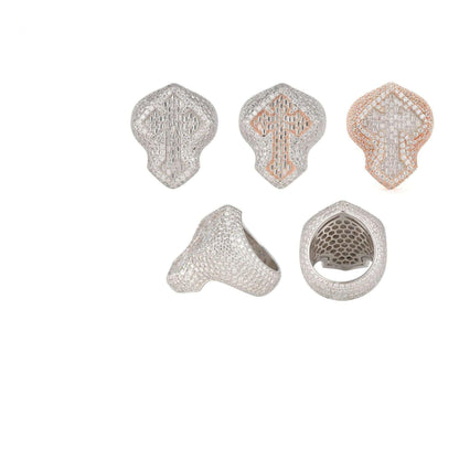 D-Color VVS Moissanite Cross Ring | S925 Silver Unisex Iced Out Hip Hop Jewelry - CaratixJewelry