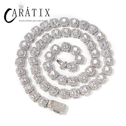 CARÁTIX - Hip Hop AAA+ Cubic Zirconia Paved Bling Iced Out 9mm Tennis Link Chain  Chokers Necklaces for Men Women Unisex Rapper Jewelry Valentine's Day Gift for Men & Girls & Boys Mothers' Day Gift #Springtok