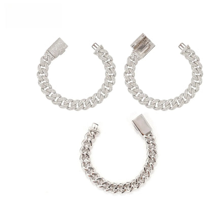 12mm Double-Row Moissanite Cuban Link Necklace | S925 Silver Iced Out Hip Hop Chain - CaratixJewelry