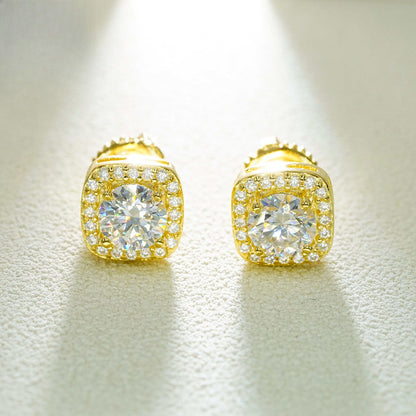 S925 Sterling Silver 5mm Princess Cut Moissanite Studs | Square Diamond Tester Earrings | Caratix