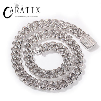 CARÁTIX 10mm Square CZ Cuban Chain | Iced Out Hip Hop Necklace for Men